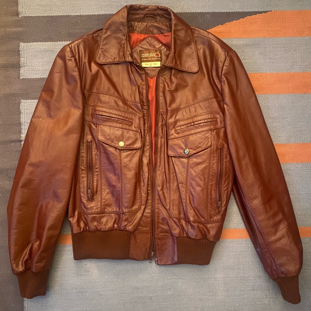 Vintage leather jacket burgundy maroon